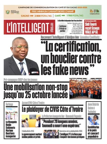 L’Intelligent en PDF:  Recevant L’Intelligent d’Abidjan hier – Amadou Coulibaly : « La certification, un bouclier contre les fake news »