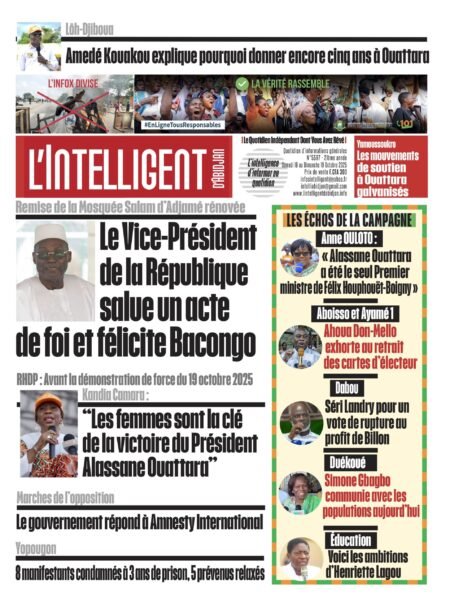 L’Intelligent en PDF:   Remise de la Mosquée Salam d’Adjamé rénovée     Le Vice-Président de la République salue un acte  de foi et félicite Bacongo