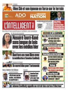 L’Intelligent en PDF  –  Une Côte d’Ivoire ambitieuse et solidaire, une campagne électorale apaisée   Masséré Touré-Koné sans langue de bois avec les médias hier
