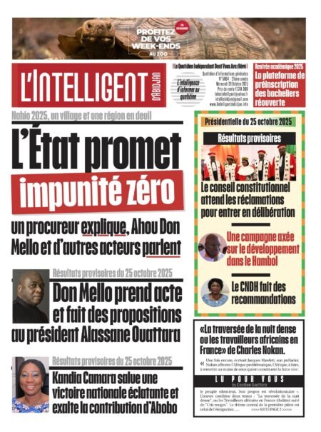 L’Intelligent en PDF :  Nahio 2025 , un village et une région en deuil  L’État promet impunité zéro, un procureur  explique, Don Mello et d’autres acteurs parlent