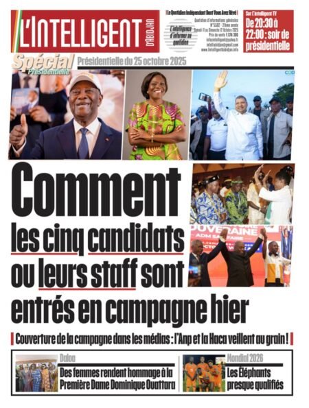L’Intelligent en PDF:   Présidentielle du 25 octobre 2025  Comment les cinq candidats ou leurs staff sont entrés en campagne hier