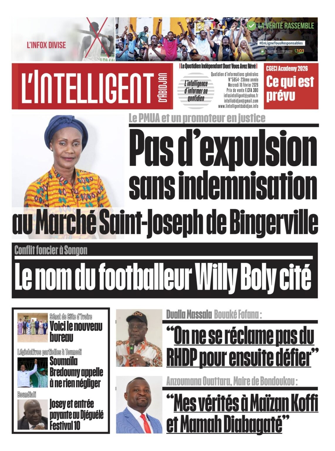 L’Intelligent en PDF: Le PMUA et un promoteur en justice Pas d’expulsion sans indemnisation au Marché Saint-Joseph de Bingerville